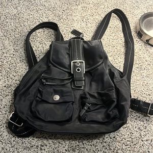 Coach Black Leather & Nylon Small Backpack